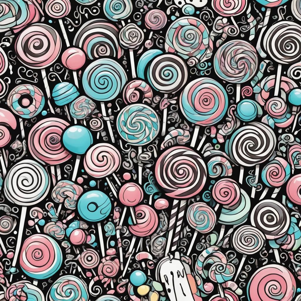 Whimsical Candy-Themed Tattoo Design in Cel-Shaded Art Style