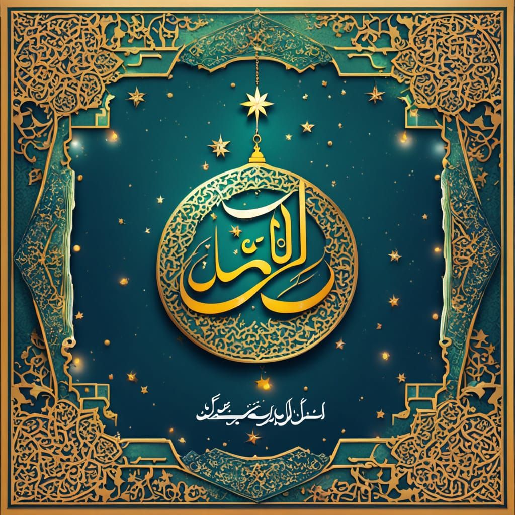 Joyful Celebration of Ramzan Mubarak in a Vibrant Digital Ar...