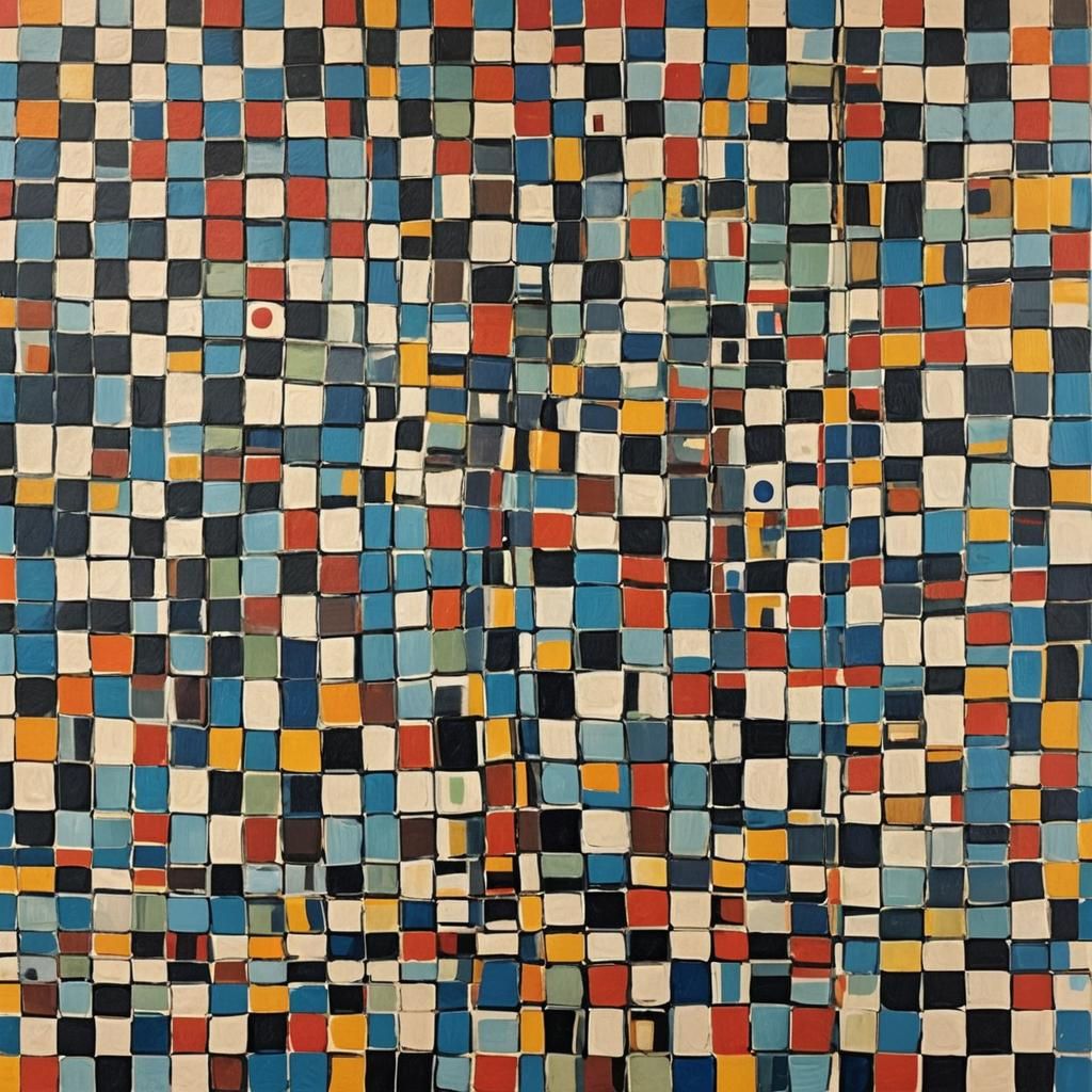 Checkered Cityscape in Abstract Art Style