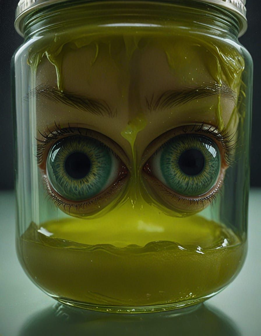 Surreal Horror Masterpiece: Medically Accurate Green Eyes in...