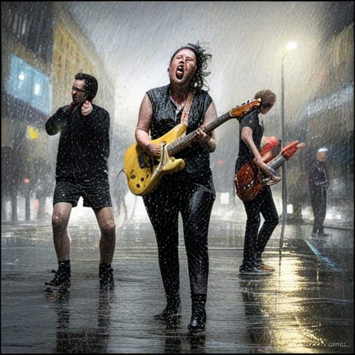 Rock Band Performance in Hyperrealistic Photography