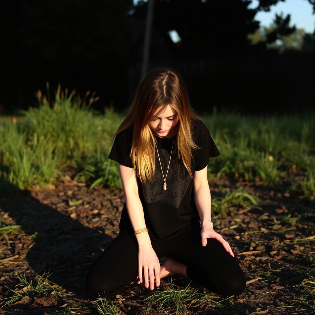 Lily Collins Kneeling at the Foot of the Cross in a Haunting...
