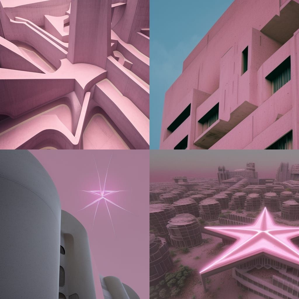 Pastel Pink Concrete Star Brutalist Architecture