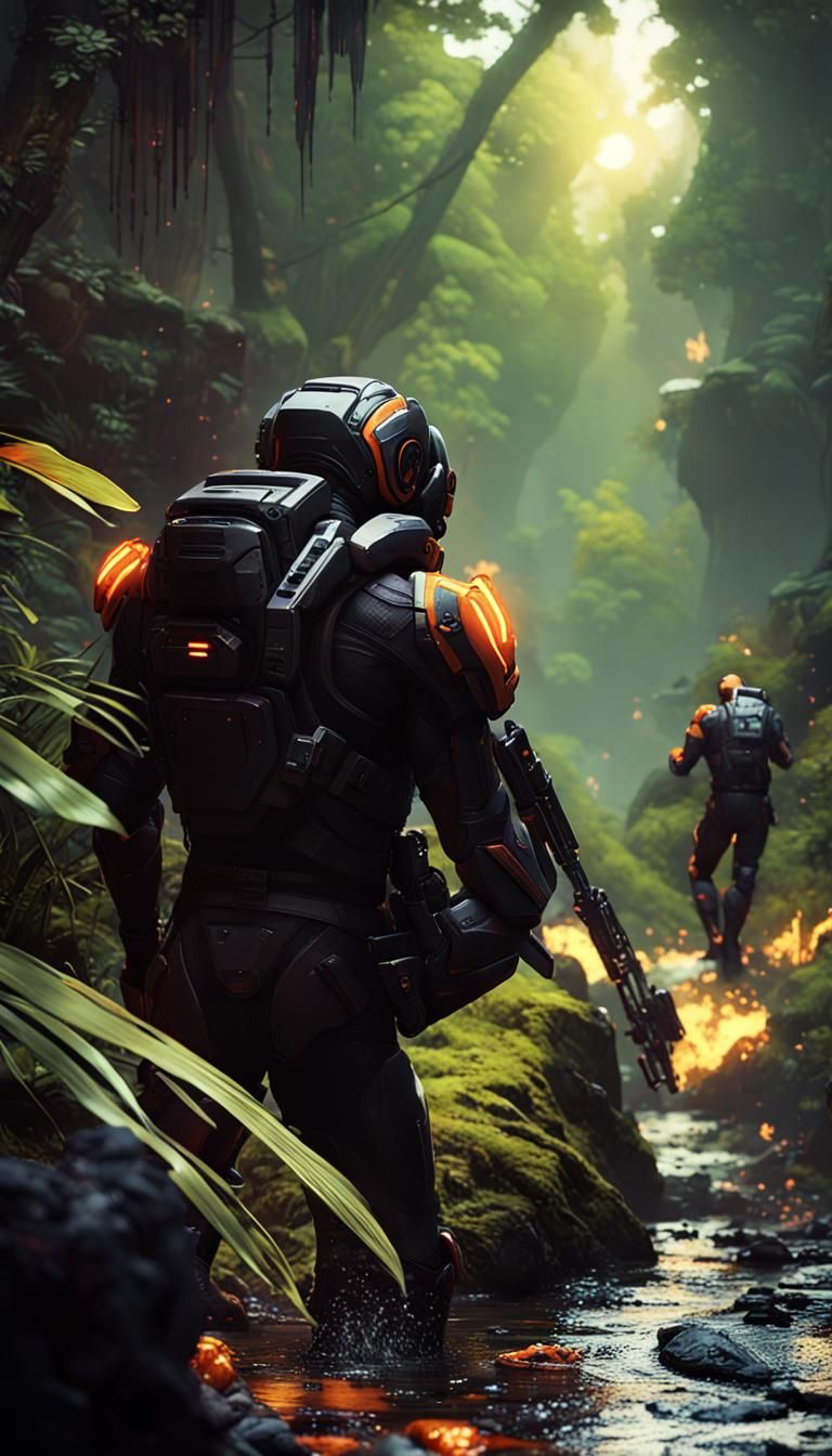 Jungle Black Ops Operative in Dark Fantasy Style