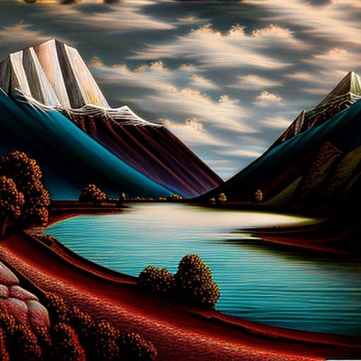 Fantasy Landscape with Dark Shadows in Hyperrealistic Style