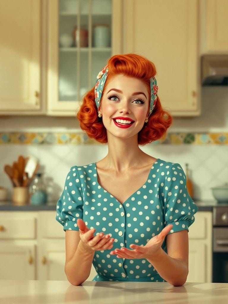 Retro Kitchen Scene in Rockwell and Blair Style