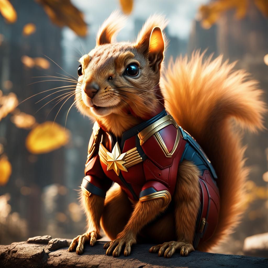 Captain Marvel Squirrel: Detailed Superhero Concept Art