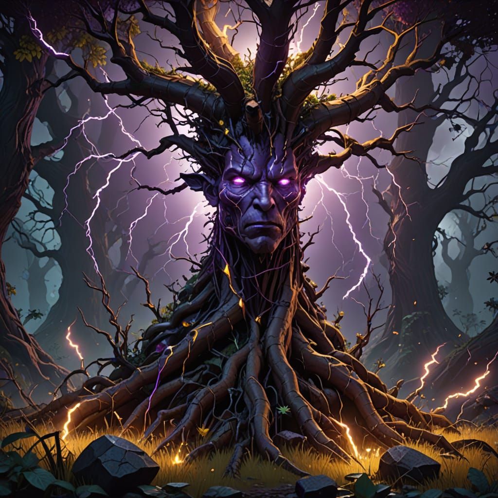 Fantasy Scene with Lightning Striking an Anthill