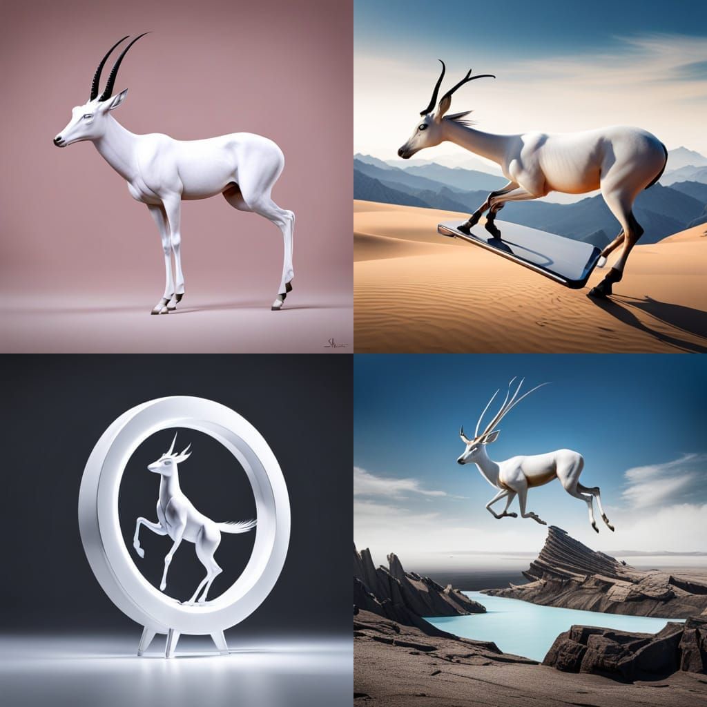 Elegant Springbok Leaps from 3D Billboard