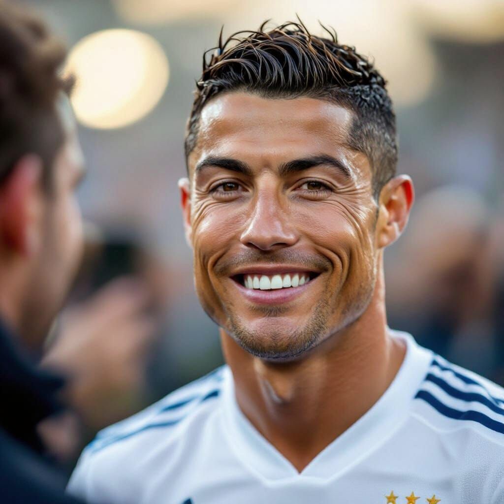 Ronaldo Smiling While Signing Autograph for Fan