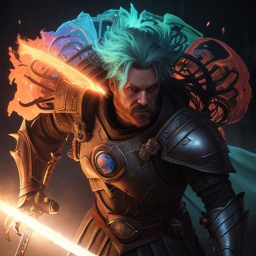 Armored Figure in Mystical Forest Concept Art