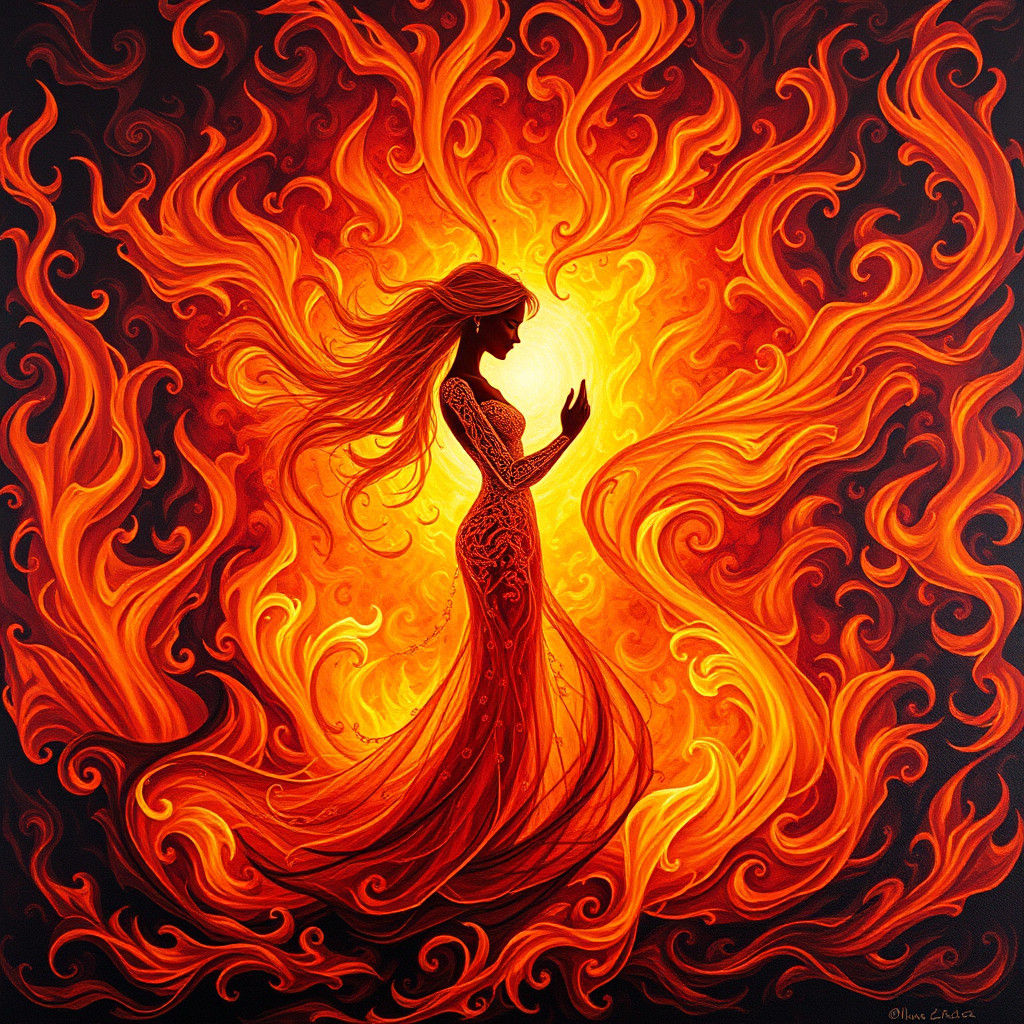 Fiery Lovers Dancing in Abstract Expressionism