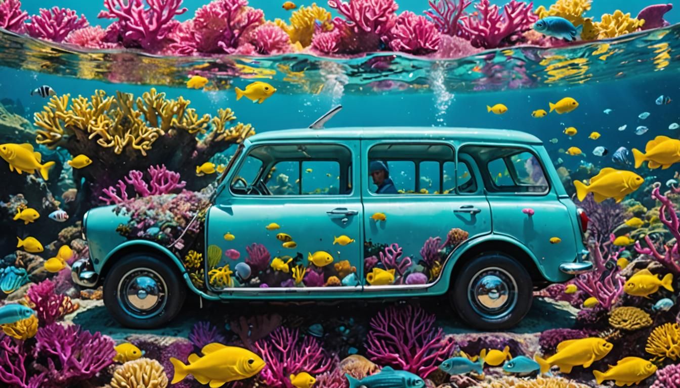 Underwater Austin Seven Yellow Submarine in Pixel Art