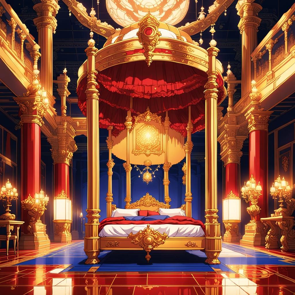 Opulent 8-Bit Kingdom Bedroom with Pixelated Design