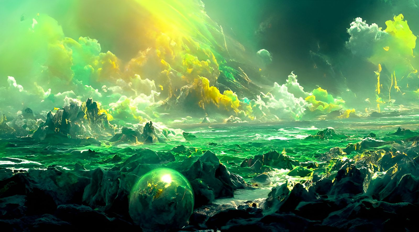Radioactive Ocean Painting Inspired by Marine Masters