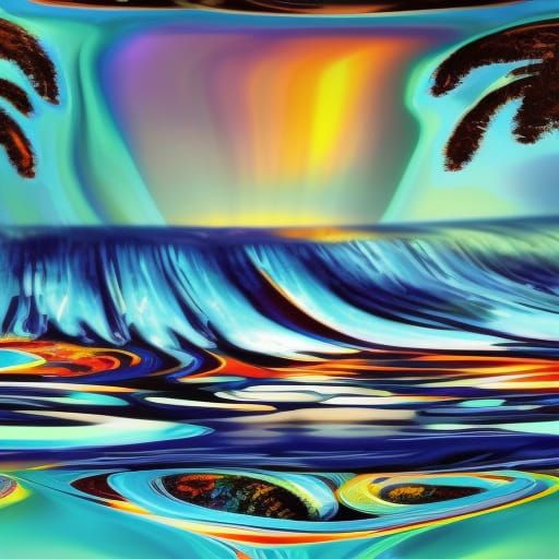 Turquoise Beach Sunrise in Kaleidoscopic Style