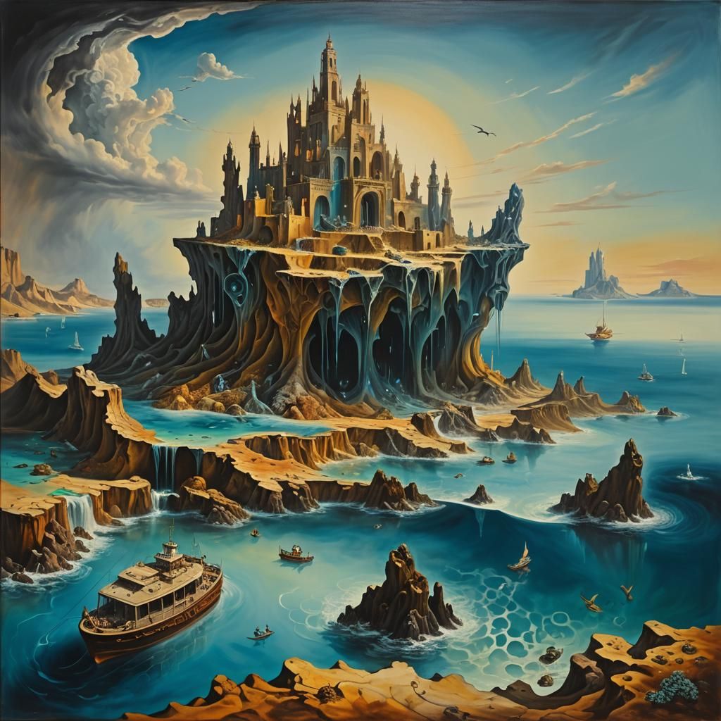Atlantis Undersea: A Surrealist Oil Painting