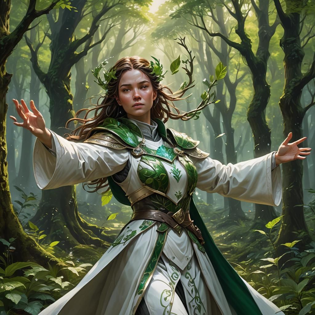 Life Cleric Casting Spell in Fantasy Forest