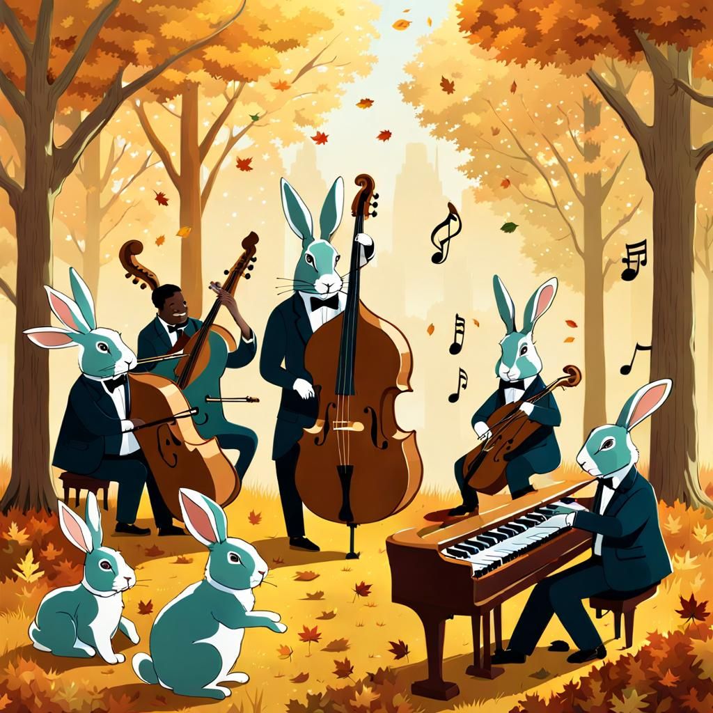 Rabbit Band's Autumnal Concert in Digital Illustration