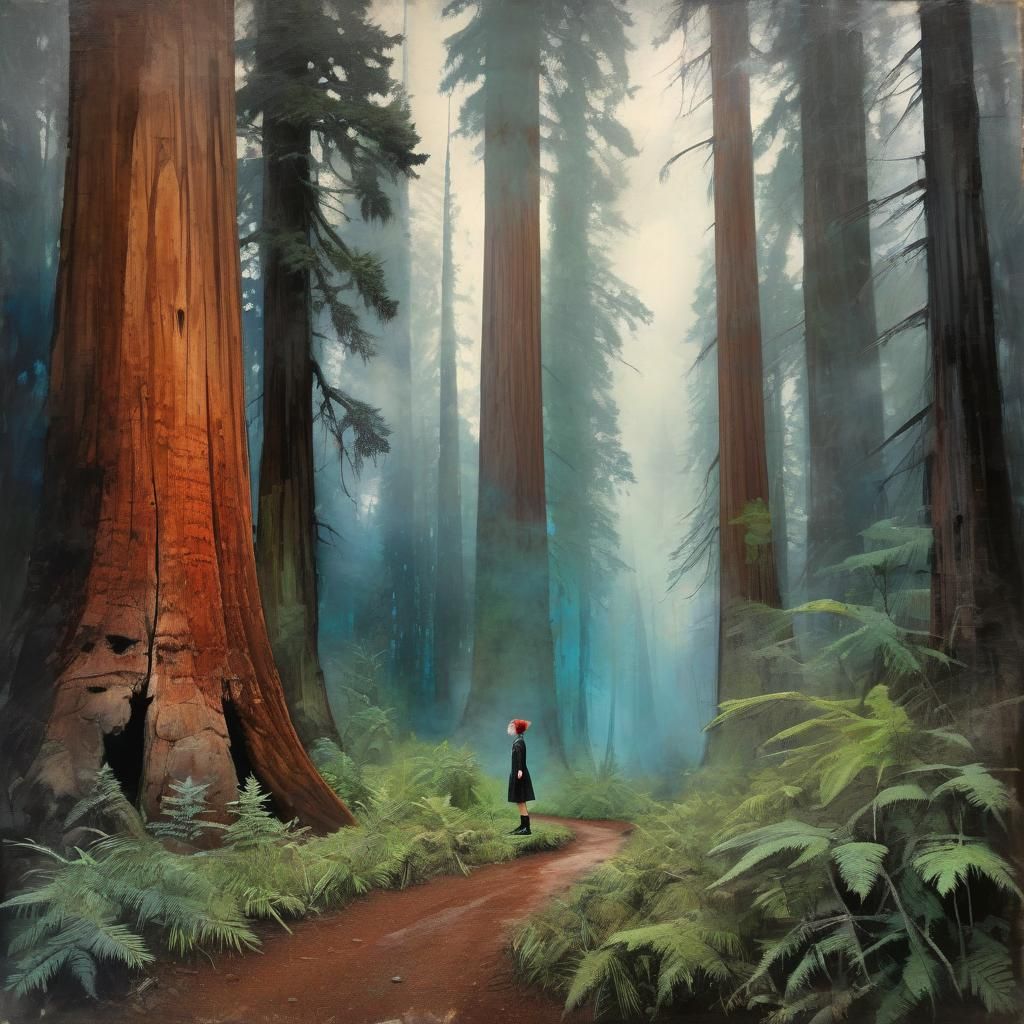 Magical Night in Misty Valley: Watercolor Cubism