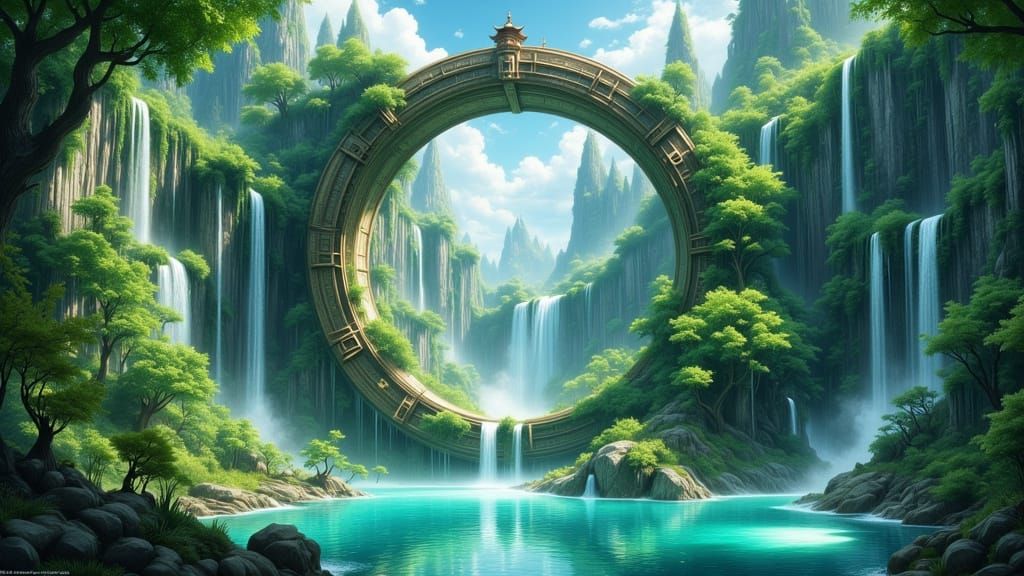 Fantasy Landscape Portal Inspired by Studio Ghibli