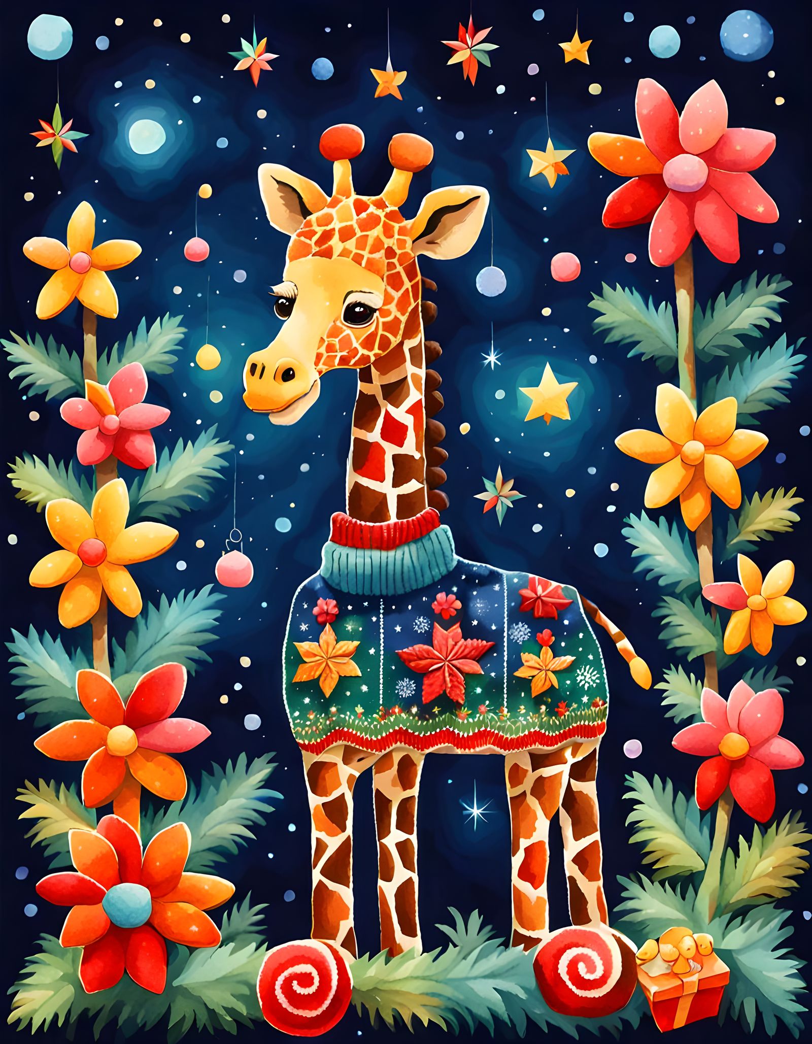 Joyful Christmas Wonderland with Cubist Flair