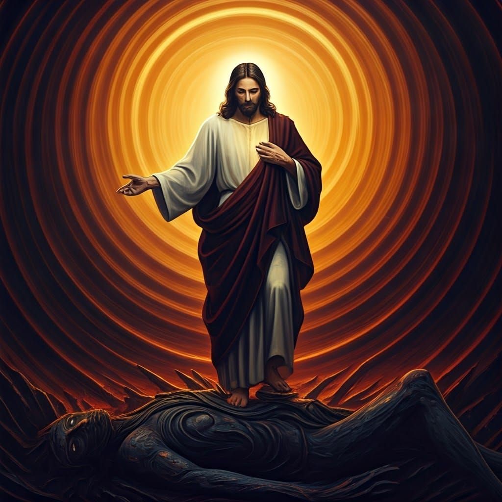 Christ's Victory Over Baal: Apocalyptic Concept Art