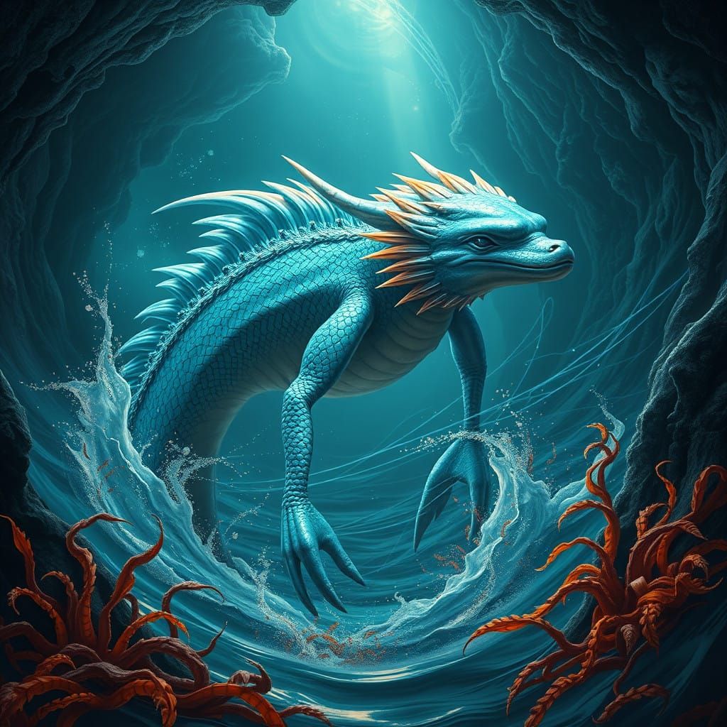 Majestic Dragon-Dolphin Hybrid Emerges from the Ocean