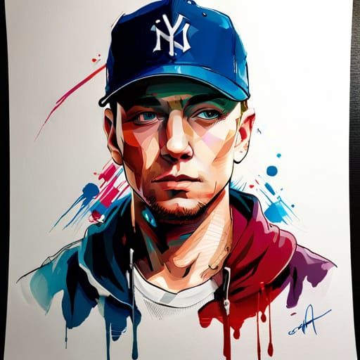 Eminem as Cute Anime Portrait in Disney Splash Art