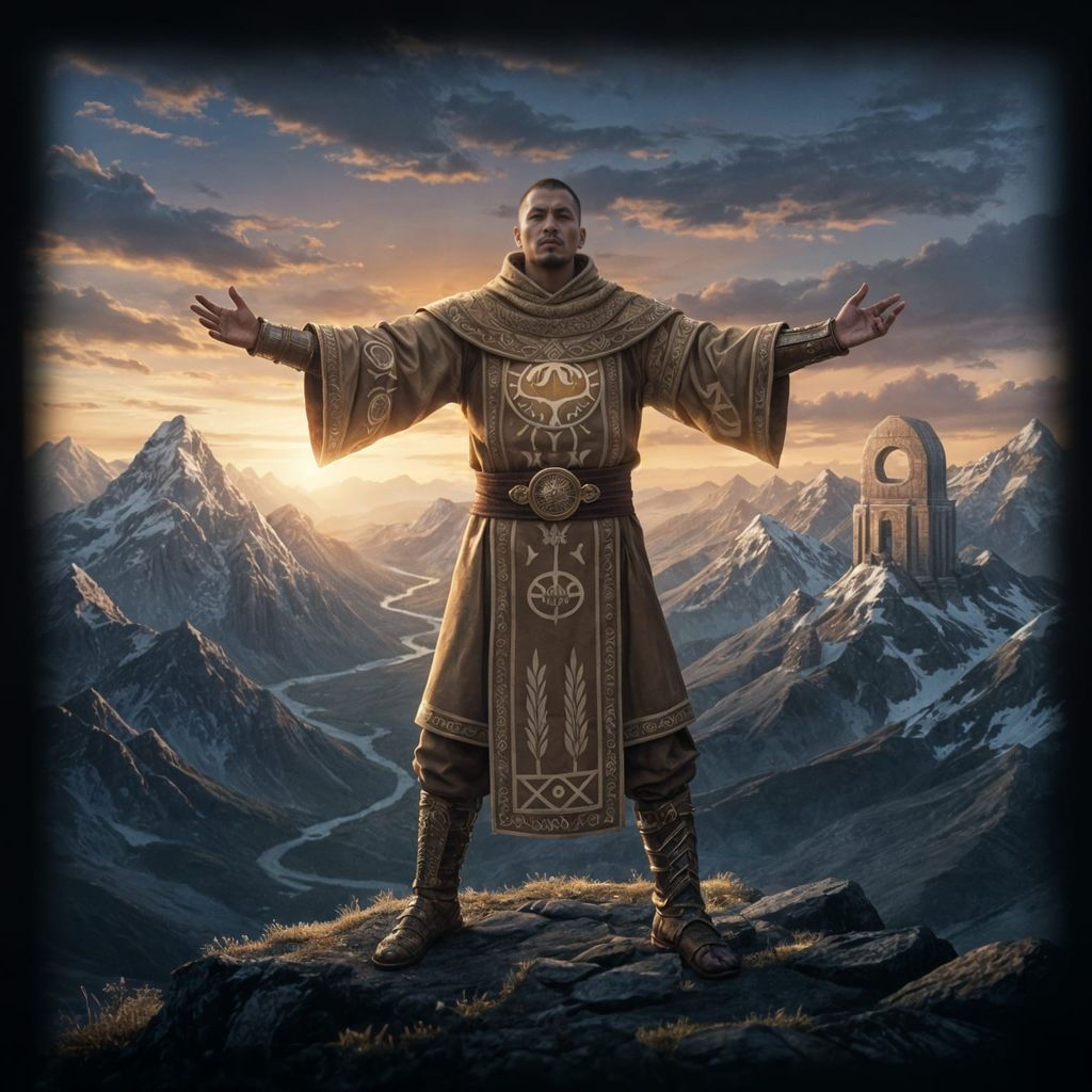 Epic Monk in Scenic Landscape, Cinematic Style
