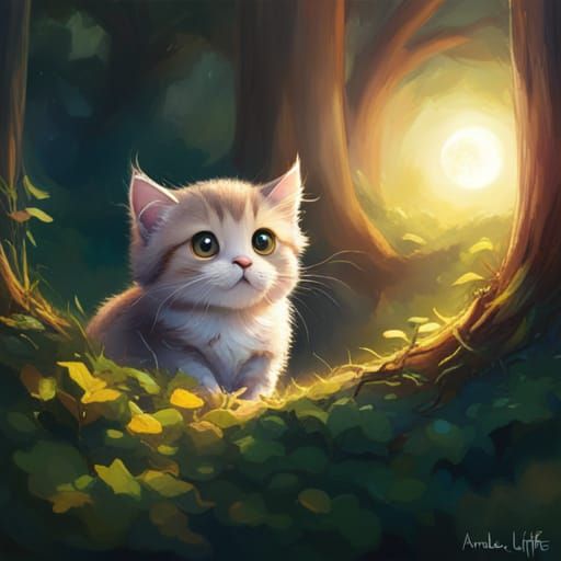 Chibi Winged Cat Holding 'I Love You' Sign