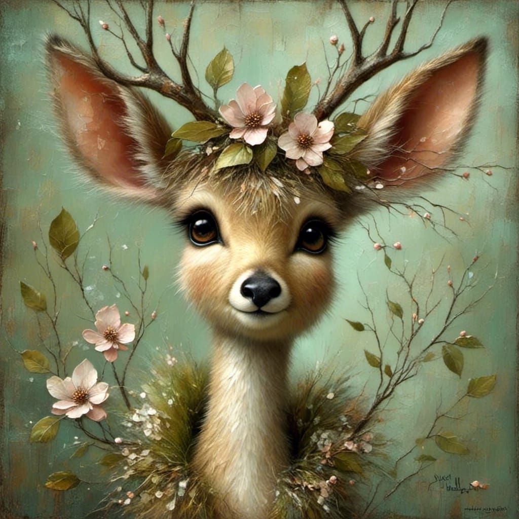 Whimsical Deer in Fantasy Art Style