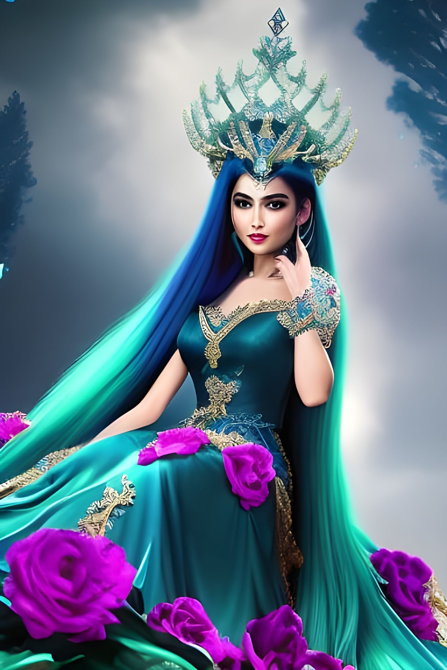 Teal Queens Crown