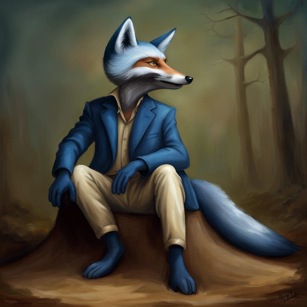 Animated Blue Fox Character