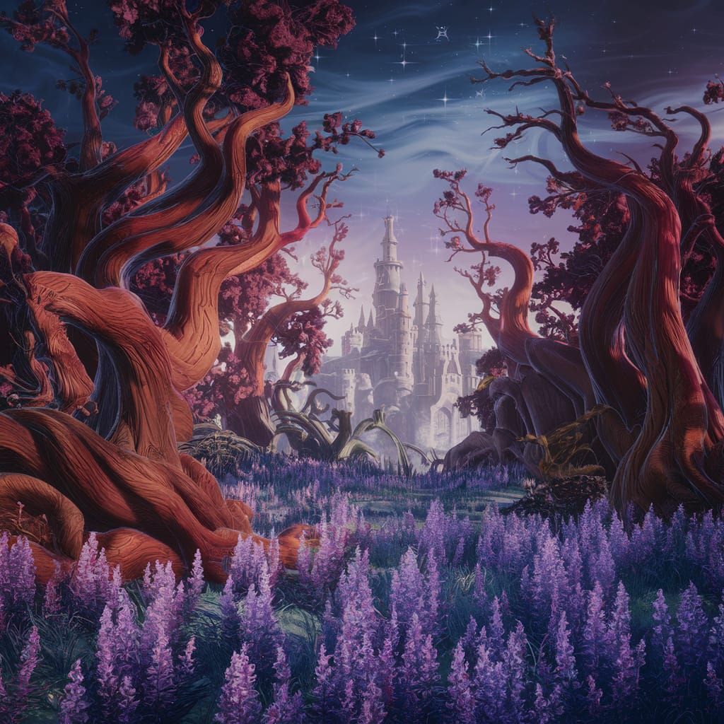 Fantasy Forest Castle: Detailed Matte Painting