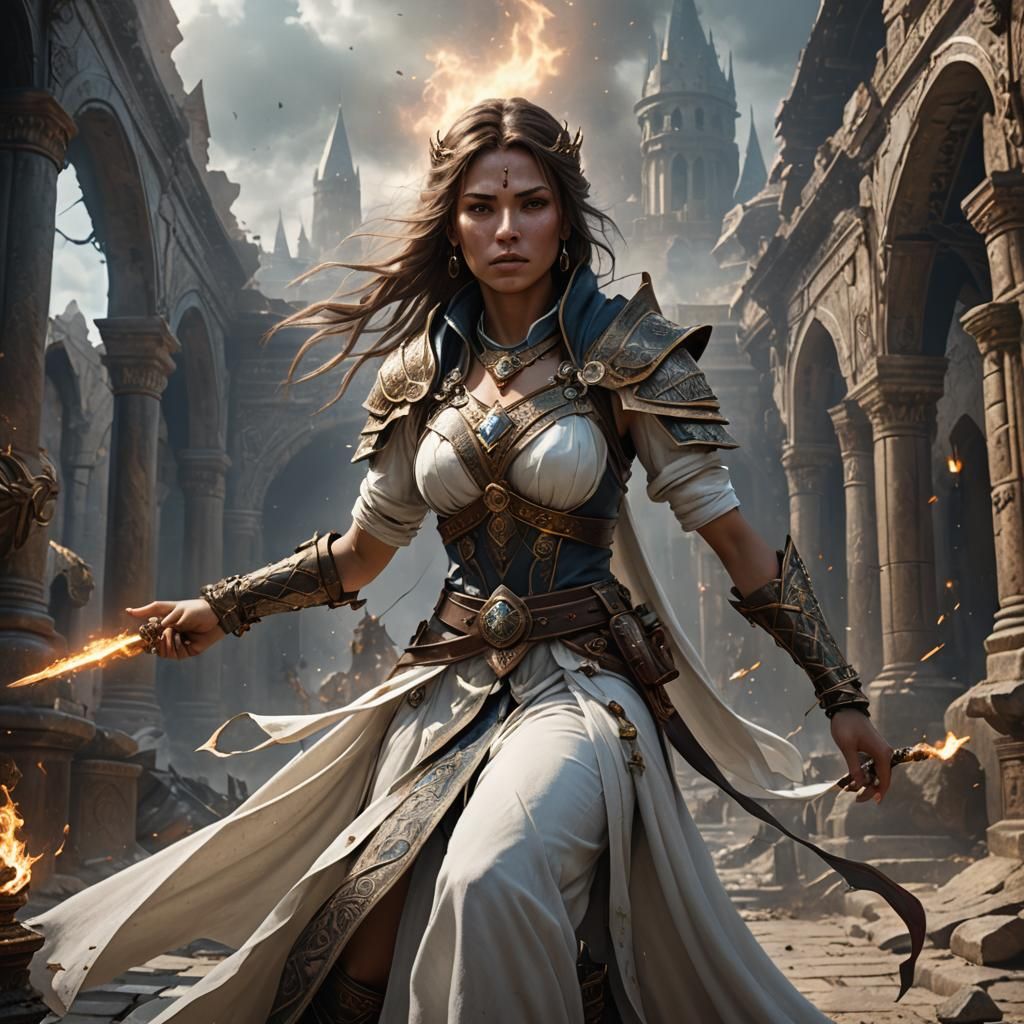 Fantasy Battle Mage in Digital Matte Painting