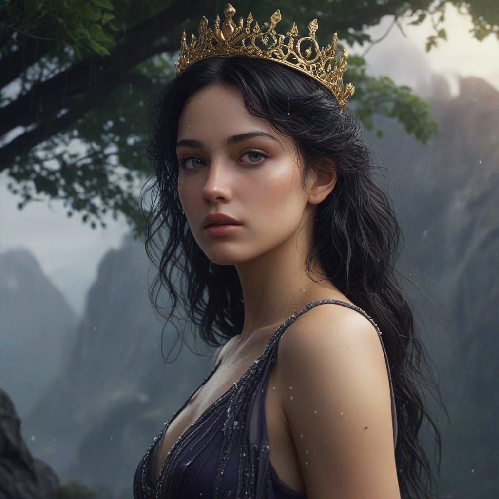 Ethereal Goddess Radiance in a Dystopian Ruin