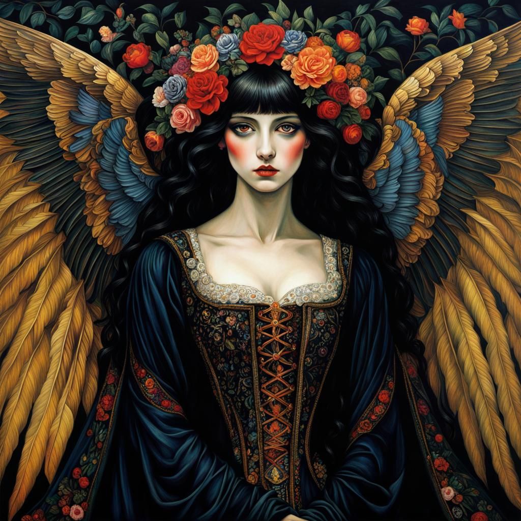 Gothic Emo Angel in a Dark Fantasy Style