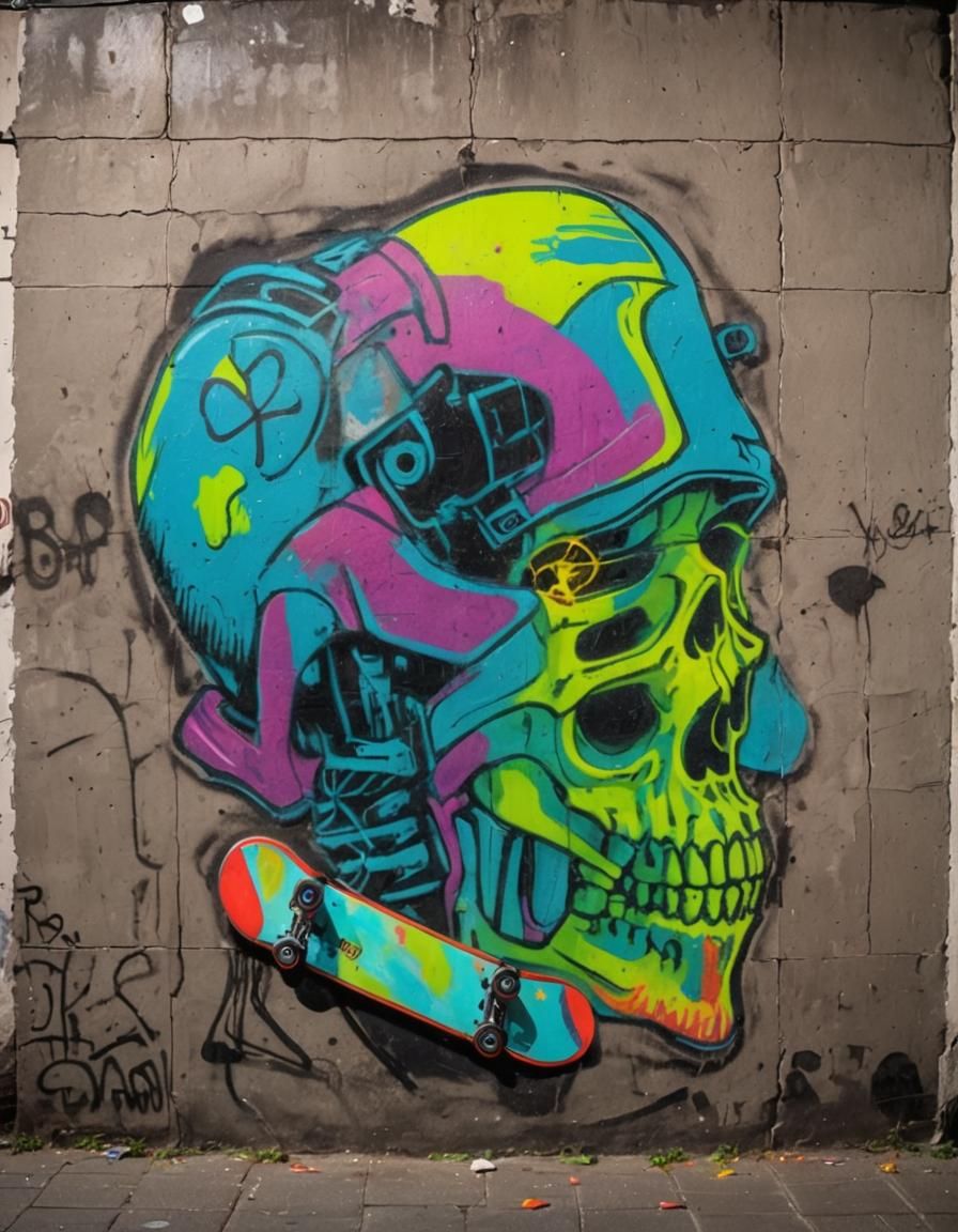 Urban Graffiti Art with Skull X-Ray