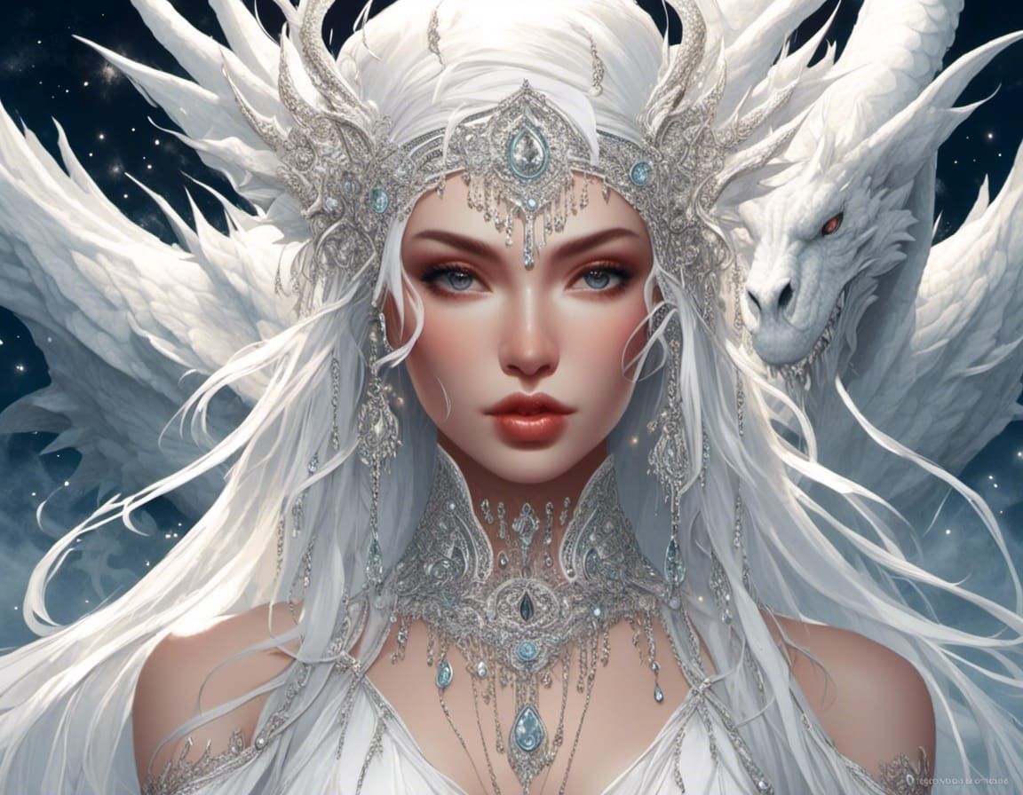 White Moon Dragon with Diamond Veil Dress
