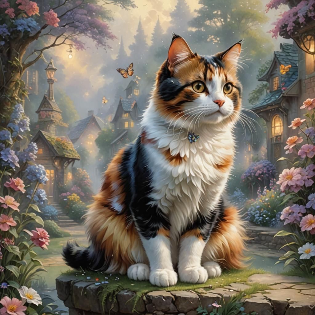 Calico Cat in Ethereal Fantasy Style