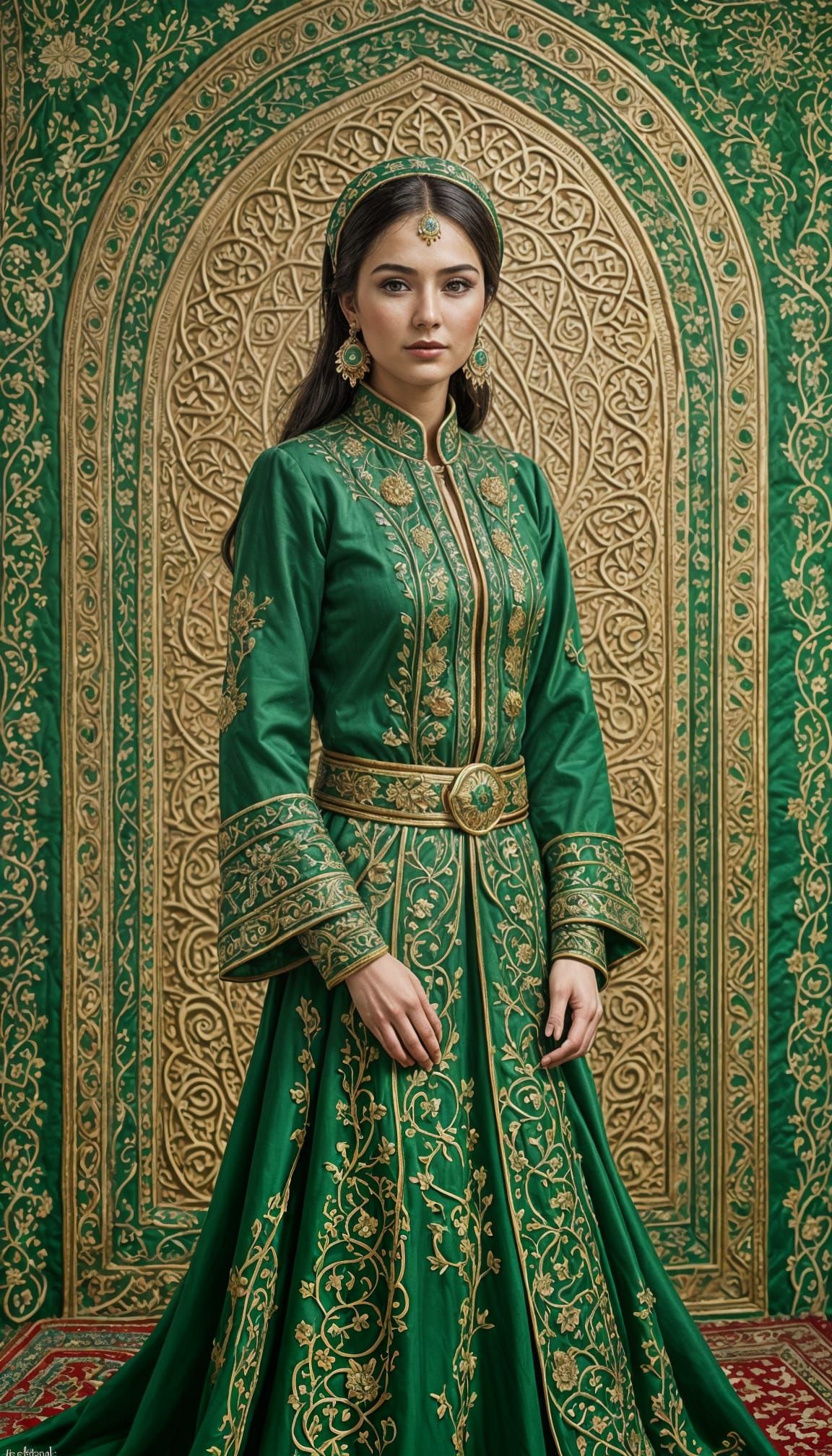Turkmenistan Woman in Traditional Folk Outfit