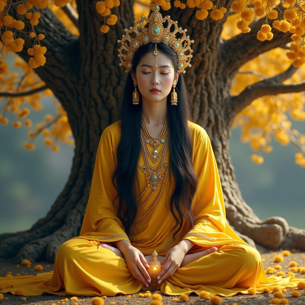 Yellow Tara: Goddess of Wealth in Meditation