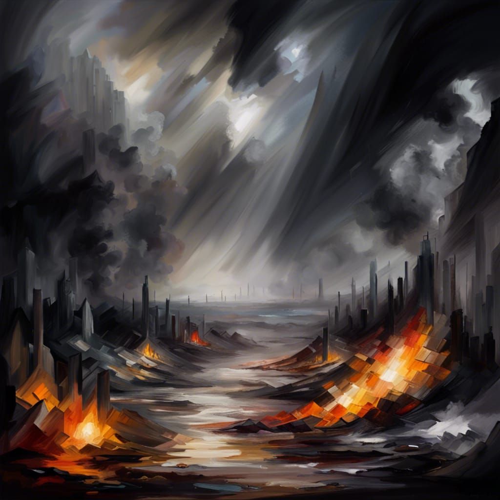 Vibrant Hellscape as Impressionist Painting