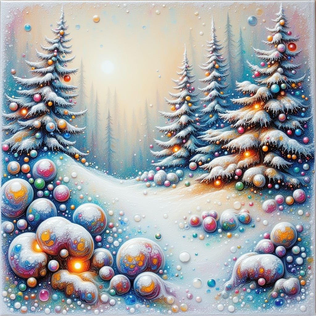 Festive Snowy Scrapbook Page with Alcohol Ink Textures