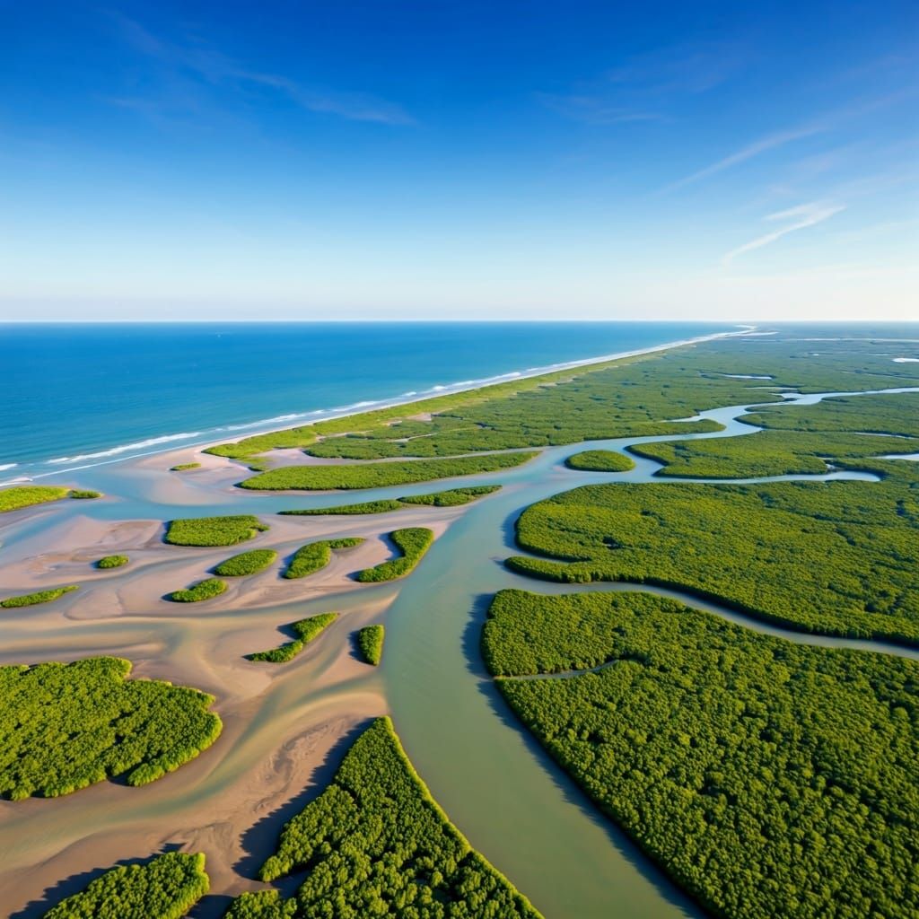 River Delta Aerial View, Digital Concept Art