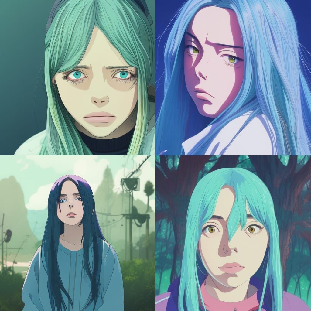 Billie Eilish in Studio Ghibli Anime Style