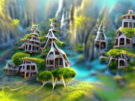 Enchanting Elven City in a Mystical Forest