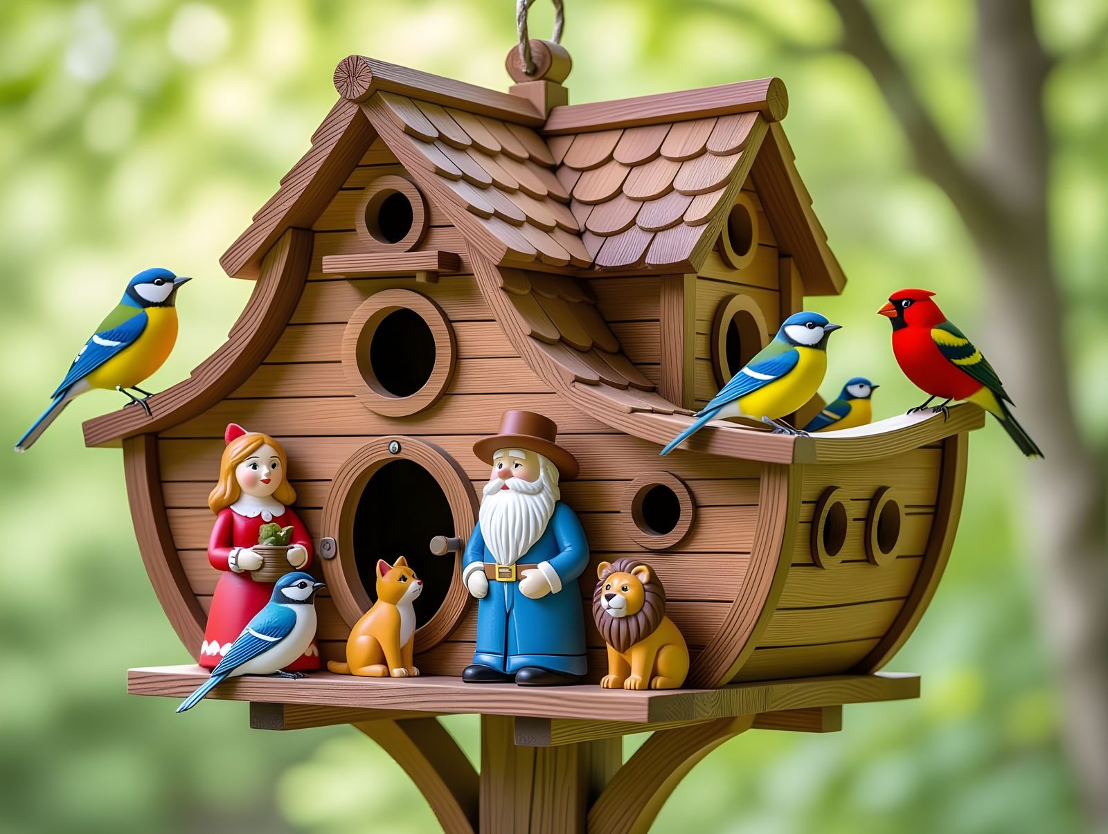 Whimsical Noah's Ark Birdhouse with Folk-Art Animals