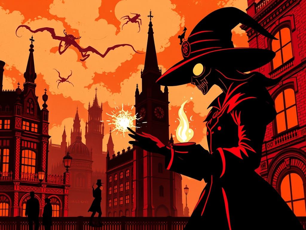 Victorian Sci-Fi Witch vs Martian in Escher London